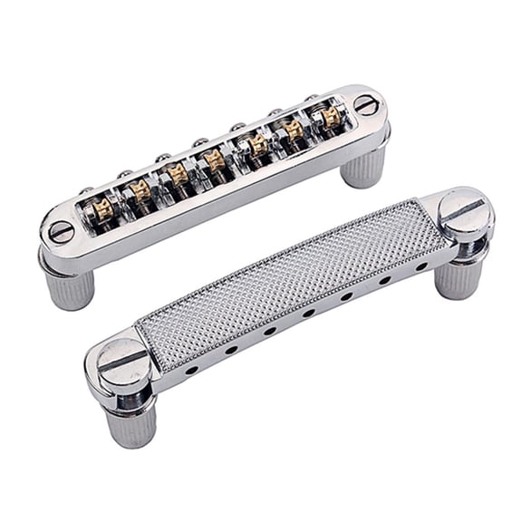 QSTDGVPW Chrome ABR Bridge Tailpiece Stop Roller Saddle Bridge Bar For 7 String Guitar