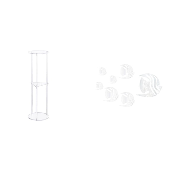 QSTDGVPW Clear Acrylic Side Table Small Drink Table for Small Spaces with Easy Assembly and Removable Acrylic Mirror Wall Stickers Fish Decals for Office Balcony Sofa TV Background Decor
