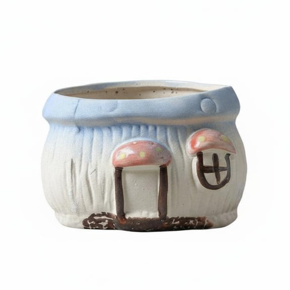 QSTDGVPW Coarse Pottery Flowerpot Rustic Design Mini Pot Miniature Size Mini Ceramic Planter for Kids, Office, Windowsill