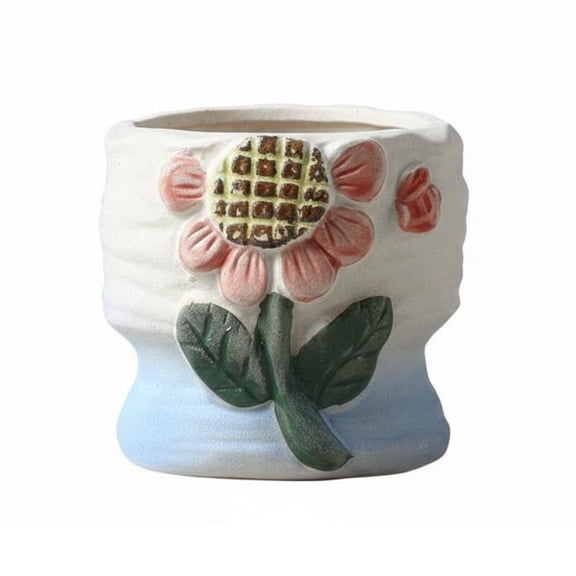 QSTDGVPW Coarse Pottery Flowerpot Rustic Design Mini Pot Miniature Size Mini Ceramic Planter for Kids, Office, Windowsill