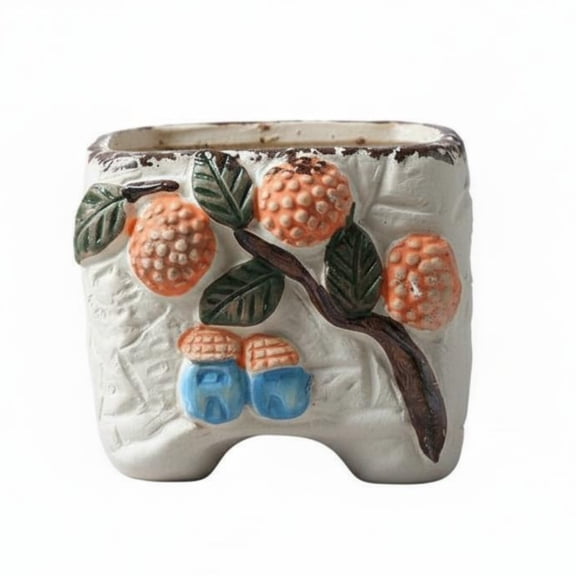QSTDGVPW Coarse Pottery Flowerpot Rustic Design Mini Pot Miniature Size Mini Ceramic Planter for Kids, Office, Windowsill