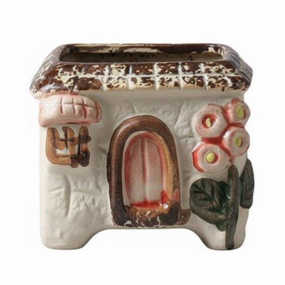 QSTDGVPW Coarse Pottery Flowerpot Rustic Design Mini Pot Miniature Size Mini Ceramic Planter for Kids, Office, Windowsill