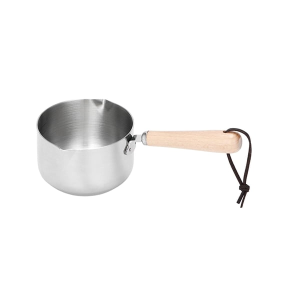 QSTDGVPW Cooking Pan Cookware Melting Butter Heating Milk with Long Handle Baby Breakfast Wooden Handle L