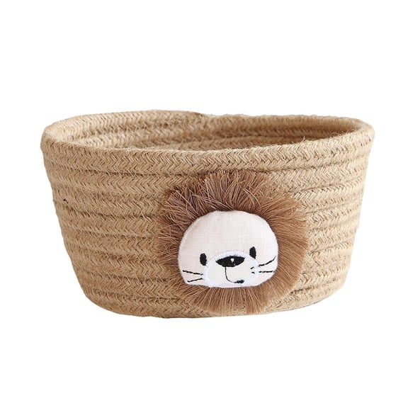 QSTDGVPW Cotton Thread Storage Basket Toys Organizer Box Bin Home Decor Brown Lion