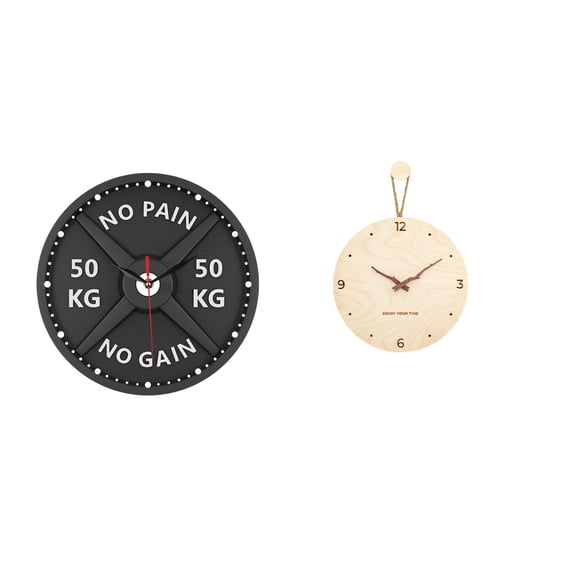 QSTDGVPW Creative Minimalist 3D Wall Clock Ornament for Home Gym Bedroom Office Modern Nordic Decorative Hanging Watch Weight Lifting Workout
