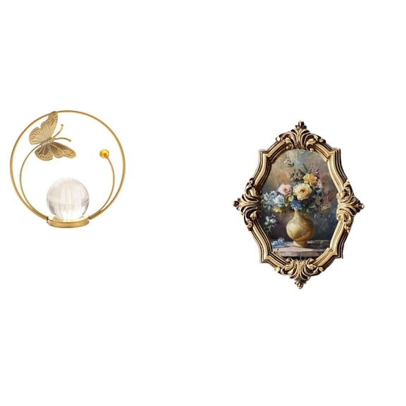 QSTDGVPW Crystal Frame Sculpture Resin Metal Figurine Desk Ornament Statue Stand Vintage Design Art Crafts Collections Holder Decoration for Hallway Fireplace Bedroom Living Room Office Gallery