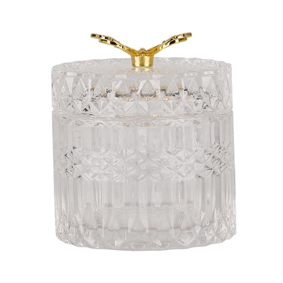 QSTDGVPW Crystal Glass Storage Jar with Lid Jewelry Storage Jar Clear Canister for Living S
