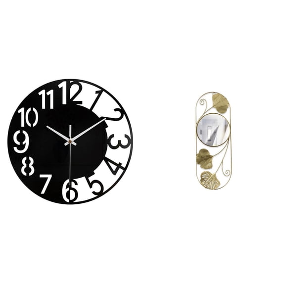 QSTDGVPW Decorative Wall Clock Big Wall Mirror Simple Round Silent Clock Easy to Read for Home Office Hotel living Room Corridor Entryway Hallway