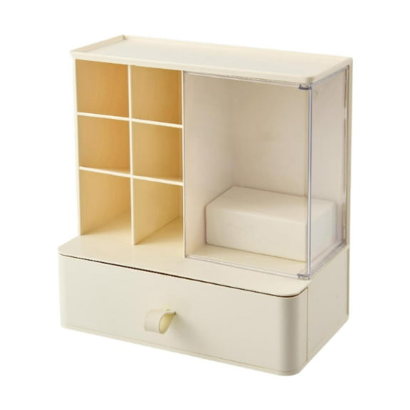 QSTDGVPW Desk Organzier with Drawer Home Sticky Note Tray Stationary Makeup Organizer beige