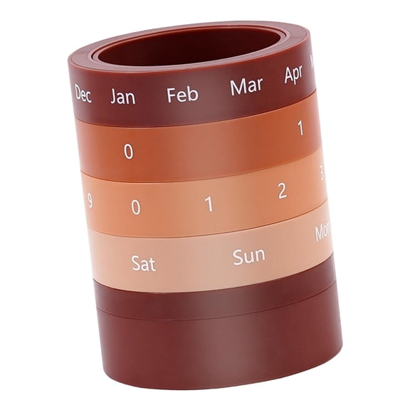 QSTDGVPW Desk Pencil Pen Holde Art Supply Creative W Perpetual Calendar Cute Supplies Brown