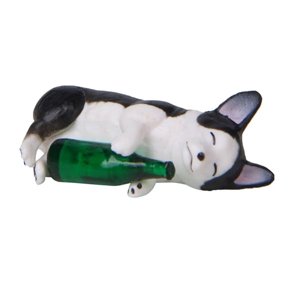 QSTDGVPW Dog Husky with Bottle Garden Ornaments for Decoration, Fairy Garden Accessories Green Bottle Huskie