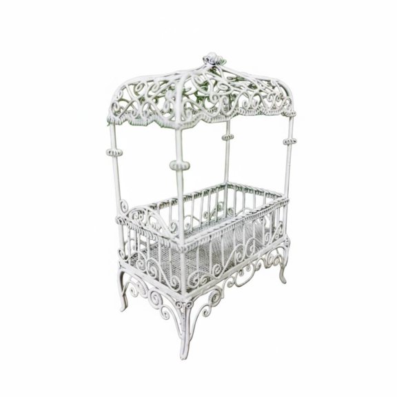 QSTDGVPW Dollhouse Birdcage Model European Design Miniature Birdcage Stand DIY Project Miniature Wrought Iron Bed for Collectors, Hobbyists, Diorama