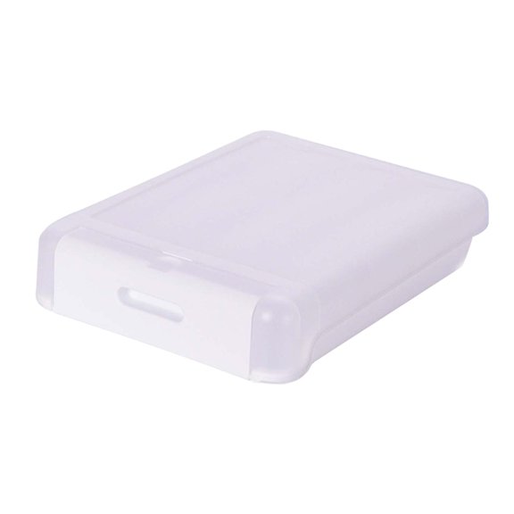 QSTDGVPW Door Box Transparent Large Capacity Portable Easy to Retrieve with Lid Stackable White