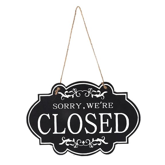 QSTDGVPW Double Sided Open Close Door Sign Vintage Style Hanging Shop Sign Sign Farmhouse Black