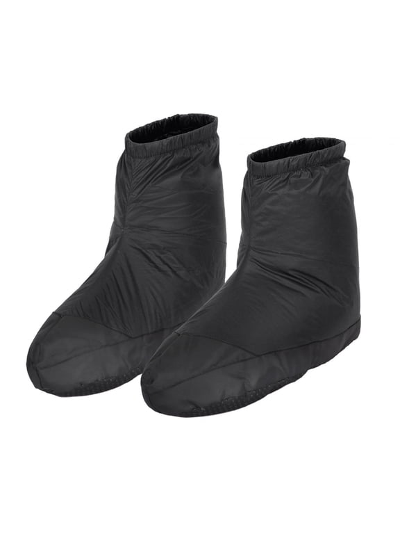 Down Booties Slippers Sleeping Sock Waterproof Warm Socks Down Boots for Camping Black Color M