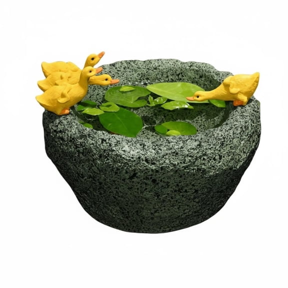QSTDGVPW Duck Planter Ornament Basin Creative Resin Faux Stone Texture for Balcony Desktop and Garden Display