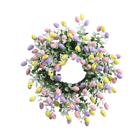 QSTDGVPW Easter Eggs Wreath Autumn Spring Flower Wreath Decorative Photo Prop Centerpiece