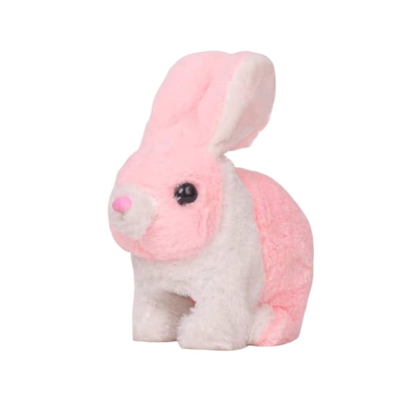QSTDGVPW Electric Bunny Toys Stuffed Animal Easter Toy Hopping Jumping Walking Electronic Pink White