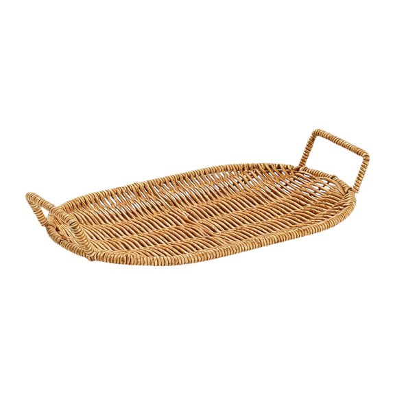 QSTDGVPW Elegant Imitation Rattan Serving Tray Plastic Fruit Basket Snack Holder for Home 27cmx17.5cmx6cm