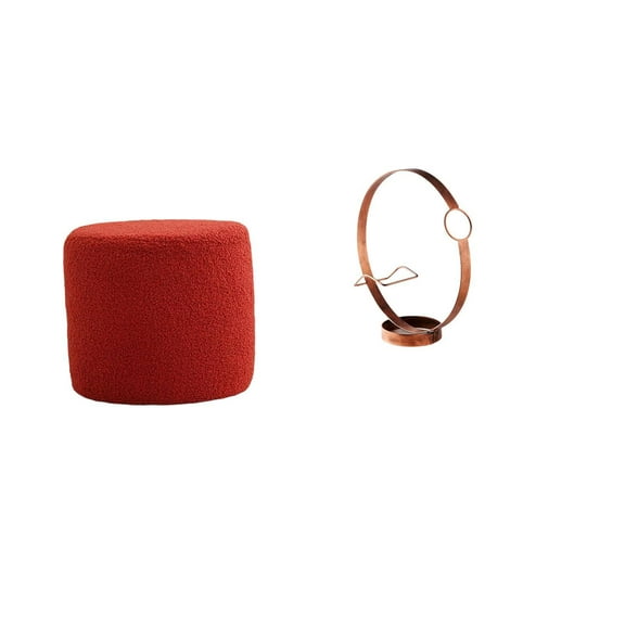 QSTDGVPW Elegant Ottoman Bench and Wine Bottle Holder Organizer for Office, Bedroom, Nursery, Apartment, Metal Storage Display Stool Seat