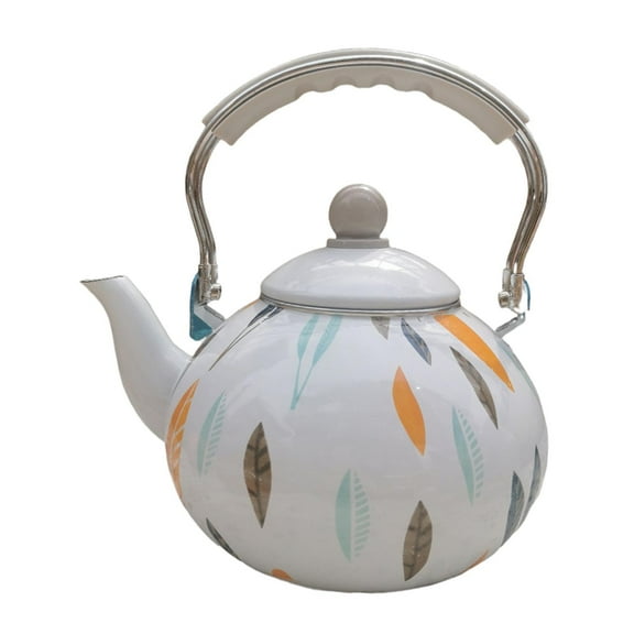 QSTDGVPW Enamel Tea Kettle Leaf Enamel Pot 3L Decorative Stovetop Comfortable Grip Teapot