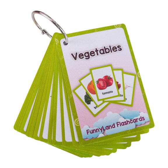 QSTDGVPW English Flash Cards Beginning Reading,Pocket Card Toys,Words Cognitive Vegetable