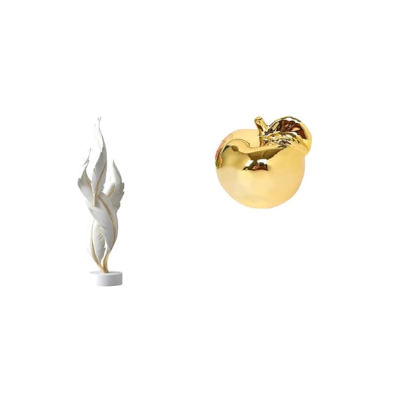 QSTDGVPW Feather Fruit Sculpture Modern Ceramic Figurine Resin Collection Art Craft Decorative Ornament Desktop Statue for Fireplace Office Cabinet Porches Restaurants