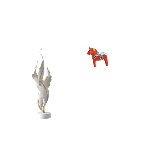 QSTDGVPW Feather Horse Sculpture Modern Resin Art Crafts Collectible Dalecarlian Figurine Decorative Ornament for Fireplace Office Bookshelf Cabinet Home Decor