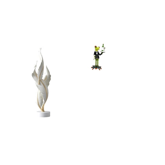 QSTDGVPW Feather Sculpture Modern Statue Resin Collection Art Crafts Desktop Ornament Decorative Figurine for Fireplace Office Cabinet Waiter Frog Statue Animal Sculpture Creative Decorative