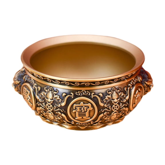 QSTDGVPW Feng Shui Treasure Bowl Tabletop Ornament Brass Offering Bowl Treasure Basin for S