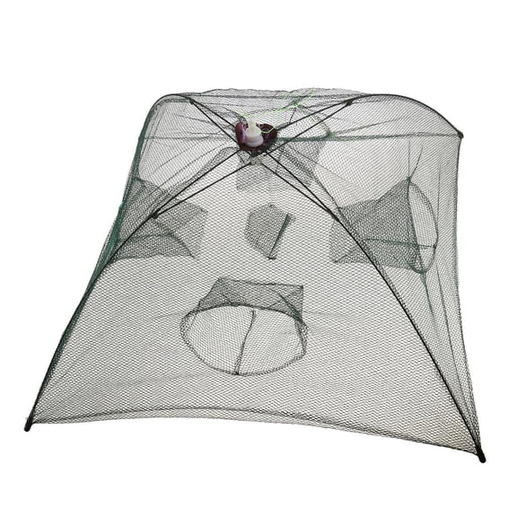 QSTDGVPW Foldable Fishing Trap Net Crab Prawn Shrimp Crayfish Lobster Bait 4 Holes