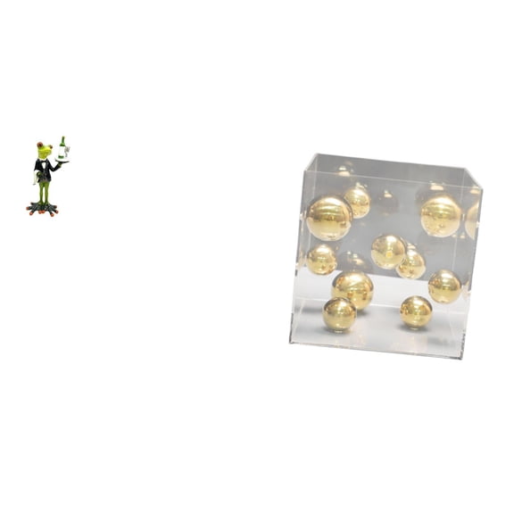 QSTDGVPW Frog Sculpture with Acrylic Ball Cover Creative Tabletop Ornament for Fireplace Balcony Office Shelf Birthday Gift Decor