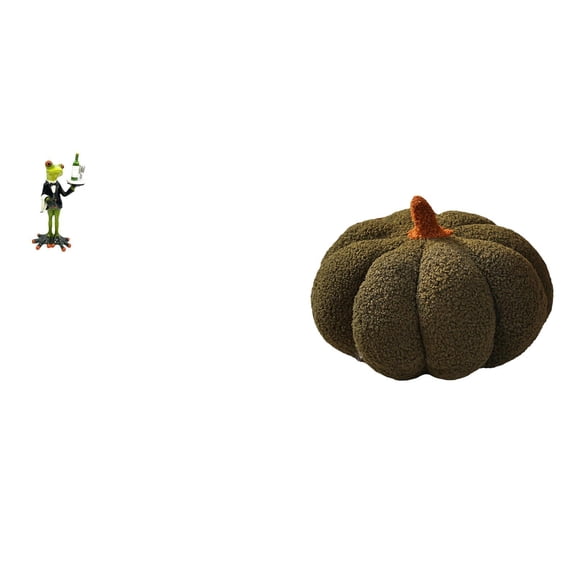 QSTDGVPW Frog Statue and Pumpkin Pillow Plush Decorative Sculpture for Fireplace Shelf Sofa Cushion Bedroom Entrance Ornament Gift