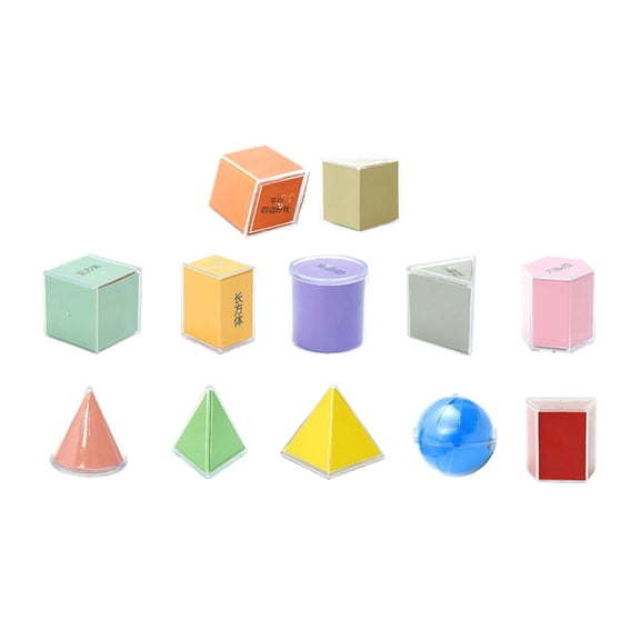 QSTDGVPW Geometric Shapes Blocks 3D Geometric Solids for Home School Supplies Ages 3+ 15pcs
