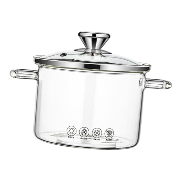 QSTDGVPW Glass Pot, Heat Resistant High Borosilicate Pasta Pot, Instant Noodle Pot, Glass 1.3L