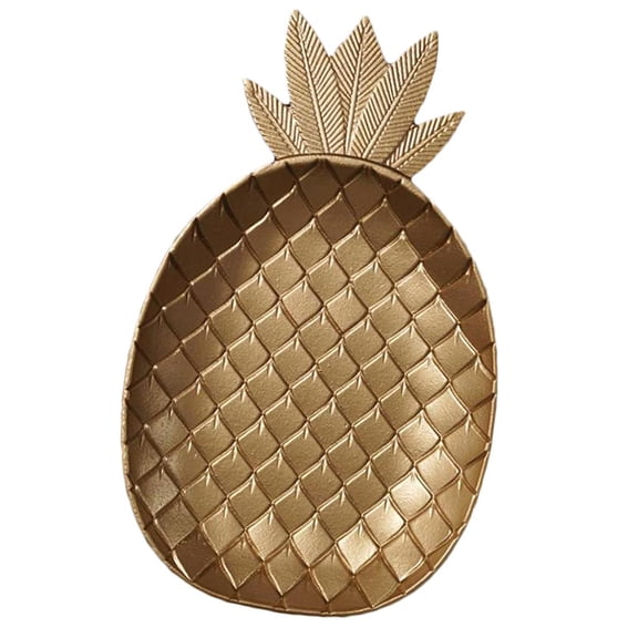 QSTDGVPW Golden /Leaf Shape Jewelry Earrings Snack Bread Serving Tray Plate Pineapple_L