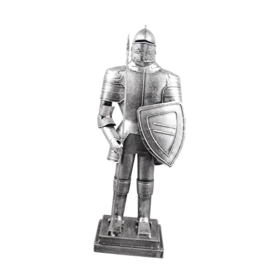 QSTDGVPW Guard Knight Desktop Statue 15.7inch Tall for Home Office Sturdy Multifunctional Silvery