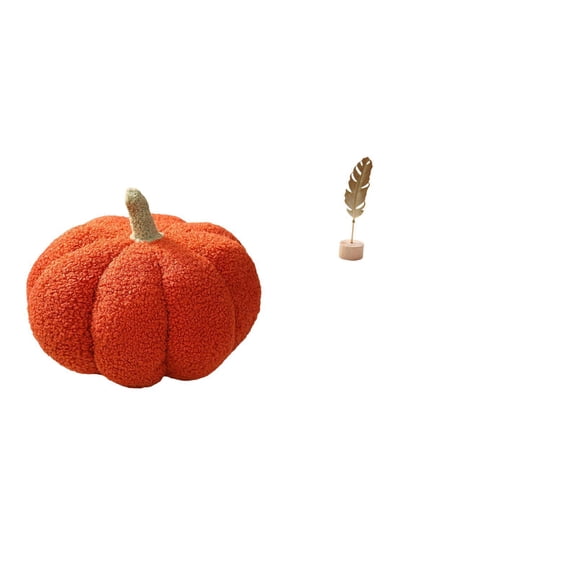 QSTDGVPW Halloween Pumpkin Pillows Leaf Sculpture Metal Leaf Statue Stuffed Pillow Decoration Plush Decorative Sofa Cushion for Bed Bedroom Room Decor Leaf Shaped Figurine Crafts Nordic