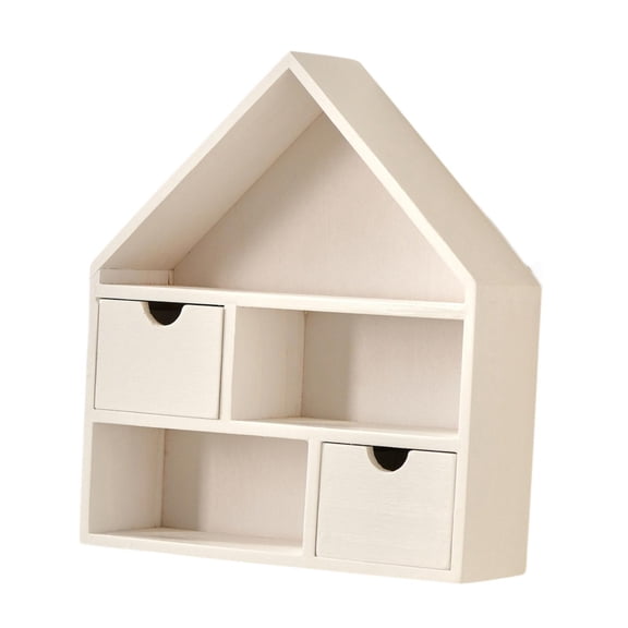 QSTDGVPW House Shaped Wooden Shadow Cubby Box Wooden Display Case for Crafts Keepsake White