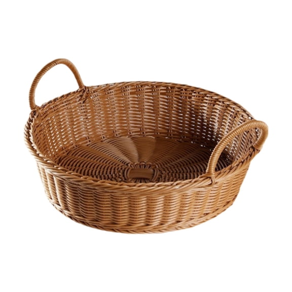 QSTDGVPW Imitation Rattan Basket Container Home Decoration Hand Woven Tray Home Organizer With Handle