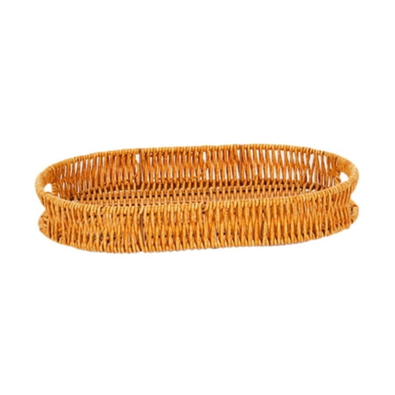 QSTDGVPW Imitation Rattan Bread Basket Fruit Holder Oval Snack Holder Woven Bread Serving 30x20x4cm