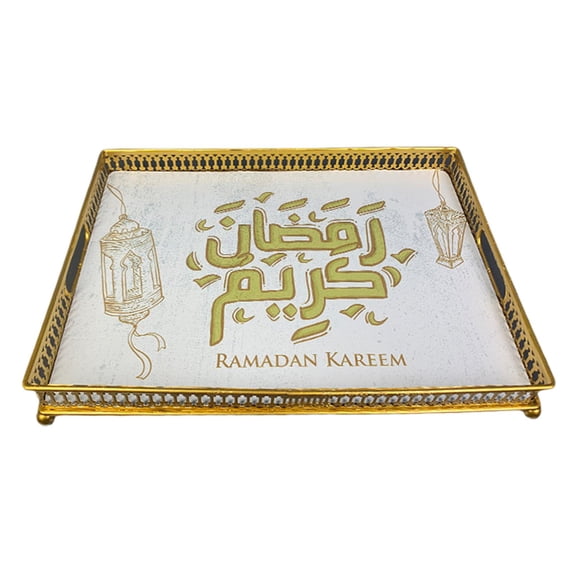 QSTDGVPW Islam Eid Ramadan Mubarak Decorations Dinner Plate Dessert Fruit Table Decors Rectangle
