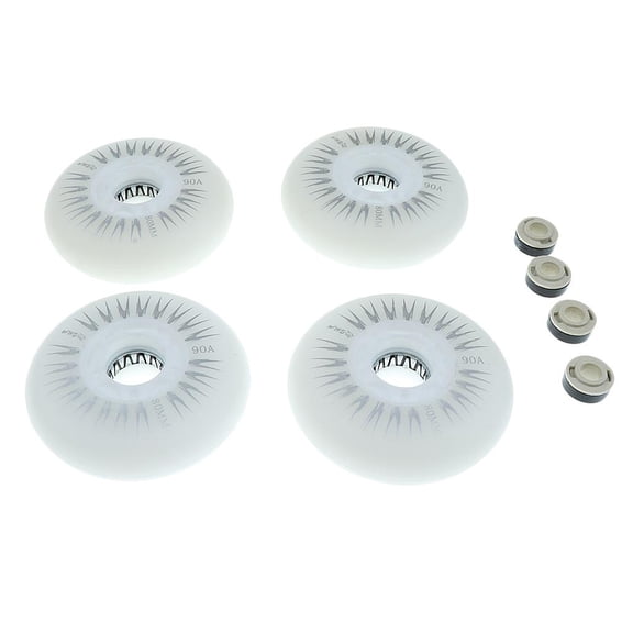 QSTDGVPW LED inline roller wheels for inline skates / roller skates white 80mm