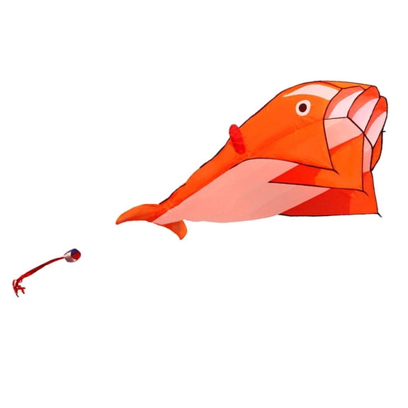 QSTDGVPW Large Orange Dolphin Parafoil Kite 47 Inches Wide Perfect for Beach Park Outdoor