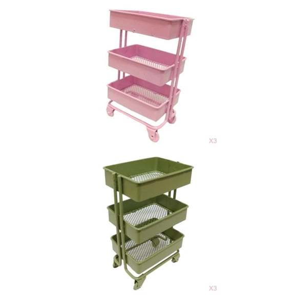 QSTDGVPW Lots 6 1/12 3 Layer Storage Shelf w/ 4 Wheels Dollhouse Room Decor Accessory