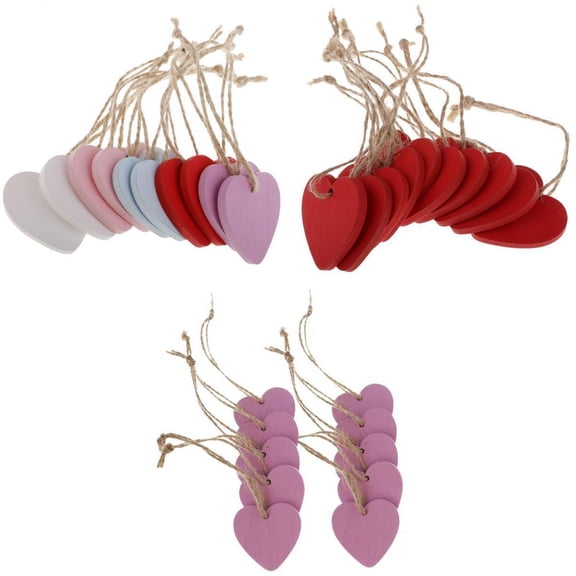 QSTDGVPW MagiDeal 30 Pieces Mixed Wooden Heart Shape MDF Blank Cutout Tags For Wedding Decors