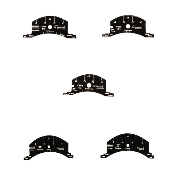 QSTDGVPW Magic Sound 5PCS Cello String Bridge Mold Template Tool for 1/2 3/4 4/4 Cello Instrument