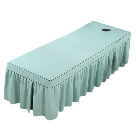 QSTDGVPW Massage Cosmetic Table Valance Sheet Cover with Hole 75x31inch Light Blue