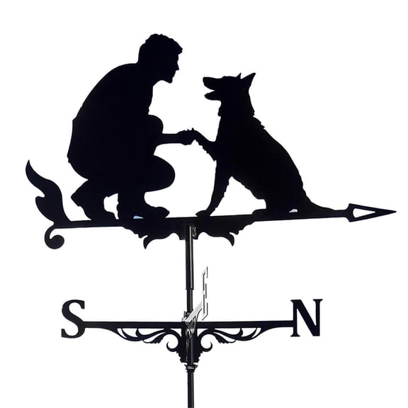 QSTDGVPW Metal Products 29.5-Inch Deluxe Weathervane Black Ornament Good Directions Weathervane Dog 1