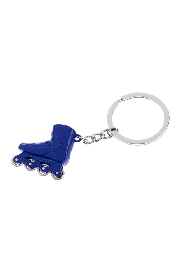 Metal Roller Skates Decor Keychain Keyring Key Buckle Pendant Bag Decoration Blue